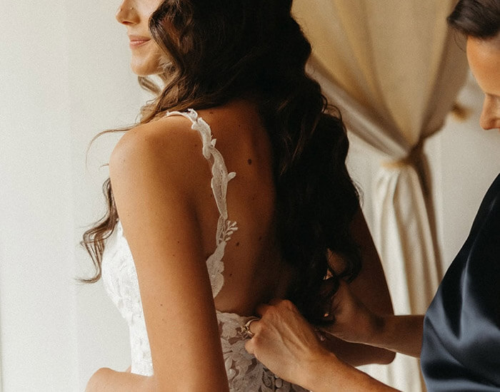 Model wearing a bridal gown